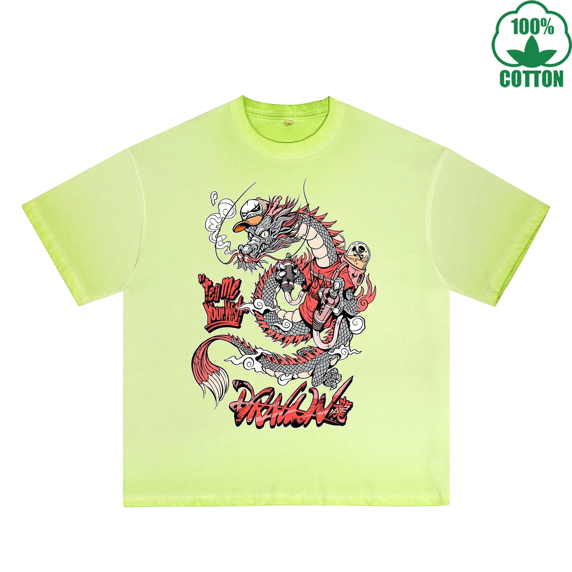 Blood Butterfly Printed Dirty WashT-Shirt 230G Multicolor Loose Trendy Fashionable 100%Cotton Short Sleeve Top
