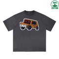 Angry Truck Printed Dirty WashT-Shirt 230G Multicolor Loose Trendy Fashionable 100%Cotton Short Sleeve Top