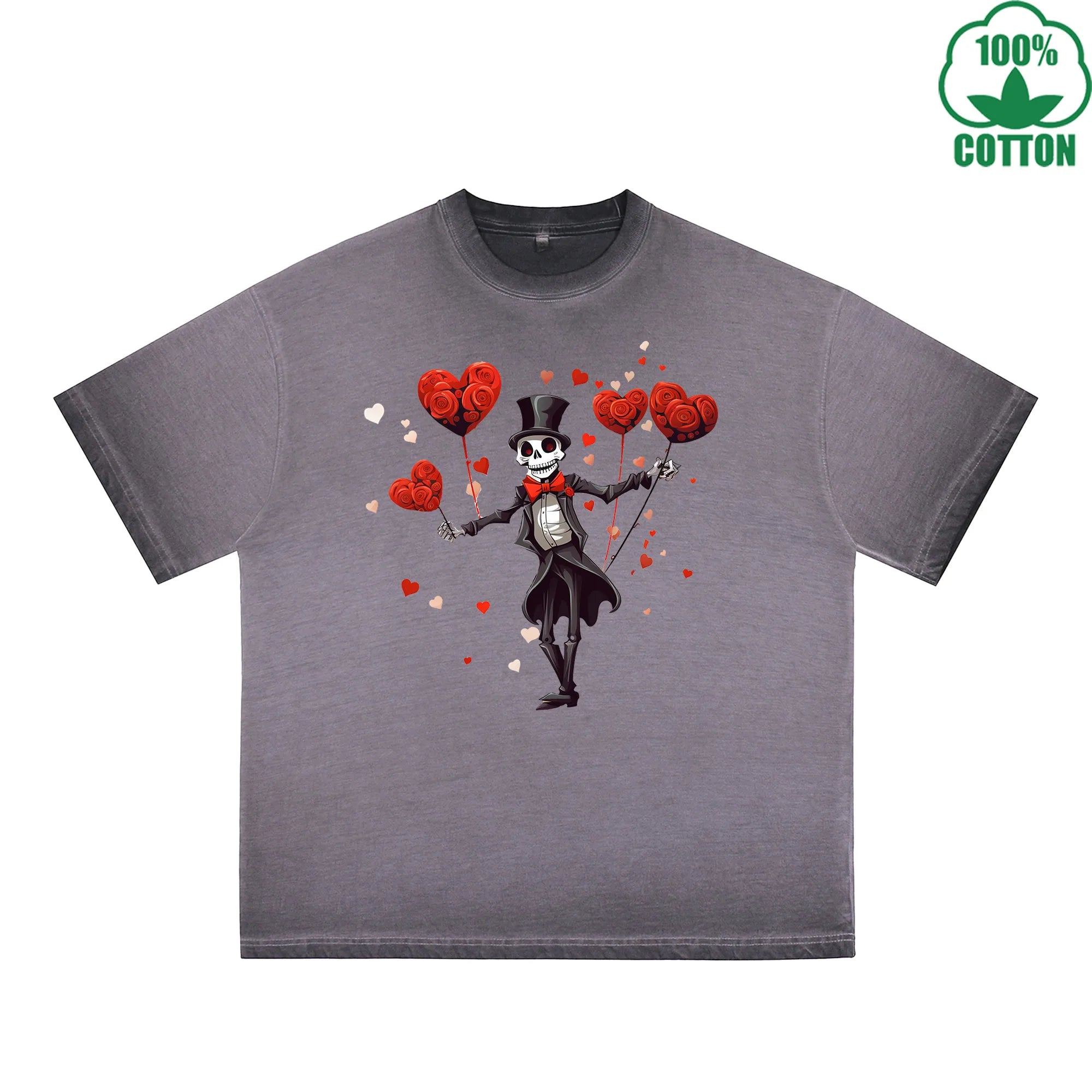 LOVE Printed Dirty Wash T-Shirt 230G Multicolor Loose Trendy Fashionable 100%Cotton Short Sleeve Top