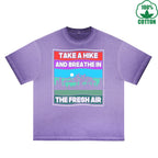 Take A Hike Printed Dirty WashT-Shirt 230G Multicolor Loose Trendy Fashionable 100%Cotton Short Sleeve Top