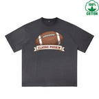CLASSIC PIGSKIN Printed Dirty Wash T-Shirt 230G Multicolor Loose Trendy Fashionable 100%Cotton Short Sleeve Top