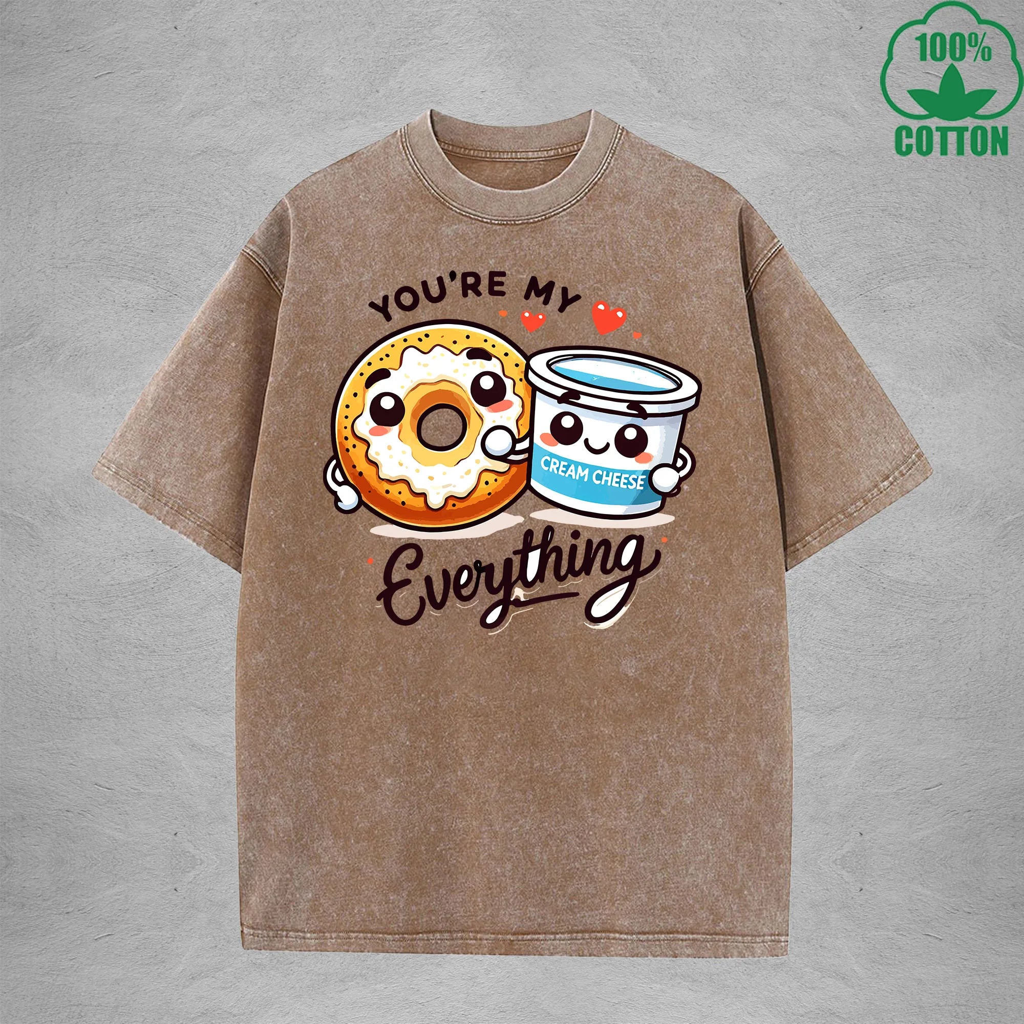Youre My EverythingInterest Printed Washed T-Shirt 230G Loose Trendy Fashionable 100%Cotton Short Sleeve Top