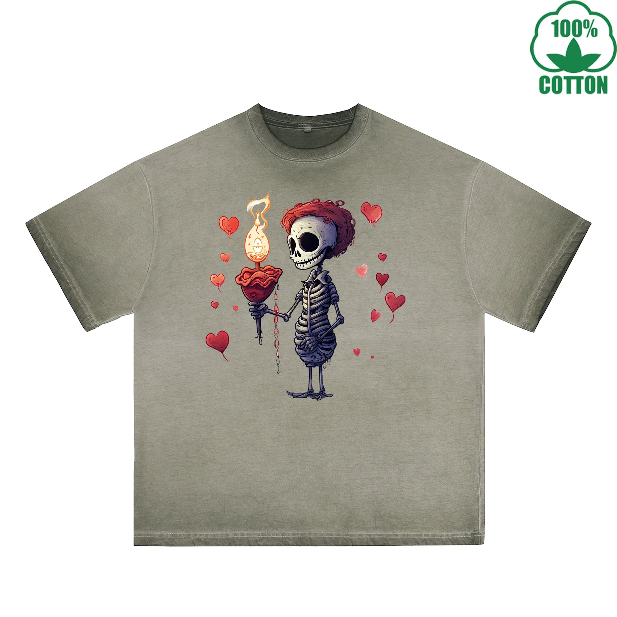 Lover Printed Dirty Wash T-Shirt 230G Multicolor Loose Trendy Fashionable 100%Cotton Short Sleeve Top