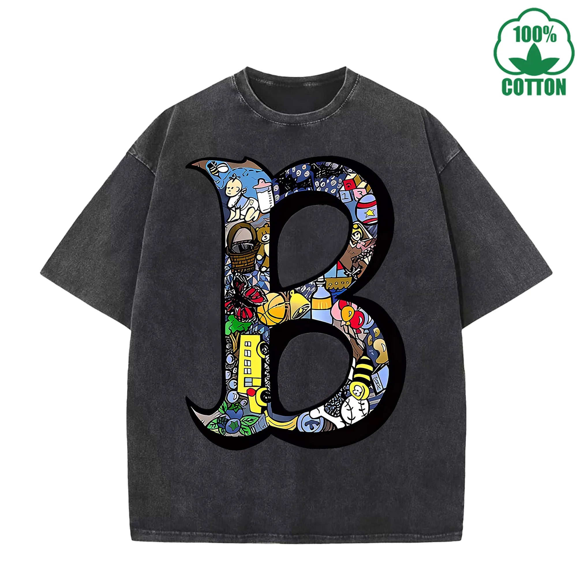 Quirky B World Trendy Loose Fit T-Shirt with Fun Print, 230G Washed, Fashionable Cotton Short Sleeve TopThe Best Gift Choice