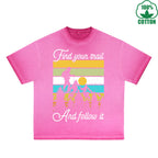 Outdoor Adventure Printed Dirty WashT-Shirt 230G Multicolor Loose Trendy Fashionable 100%Cotton Short Sleeve Top