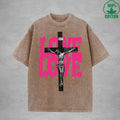 Love American Retro 230G Washed T-Shirt Available in Multiple Colors Fashionable Pure Cotton Short Sleeve