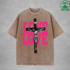 Love American Retro 230G Washed T-Shirt Available in Multiple Colors Fashionable Pure Cotton Short Sleeve
