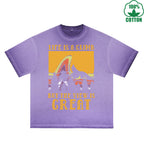 Great Printed Dirty WashT-Shirt 230G Multicolor Loose Trendy Fashionable 100%Cotton Short Sleeve Top