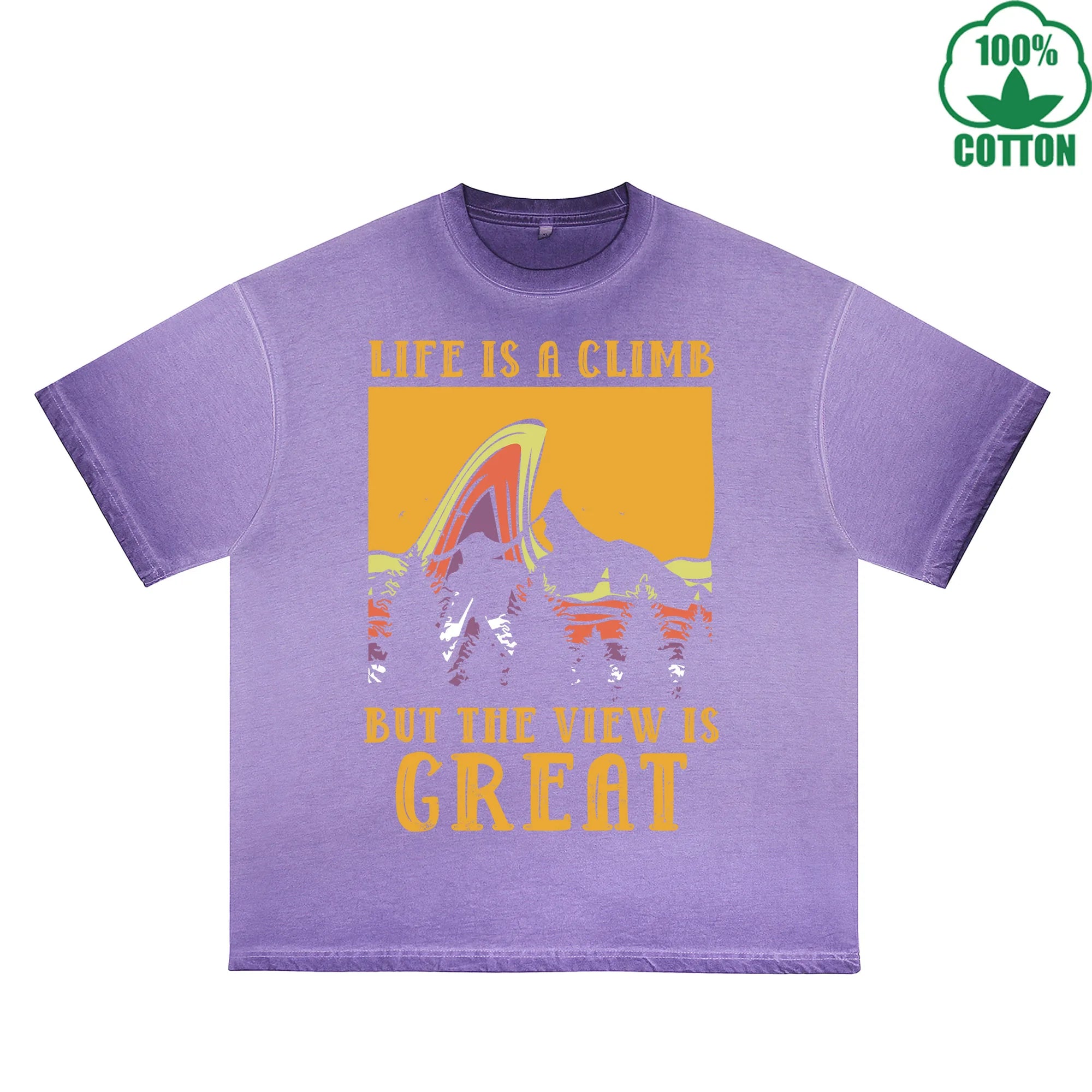 Great Printed Dirty WashT-Shirt 230G Multicolor Loose Trendy Fashionable 100%Cotton Short Sleeve Top
