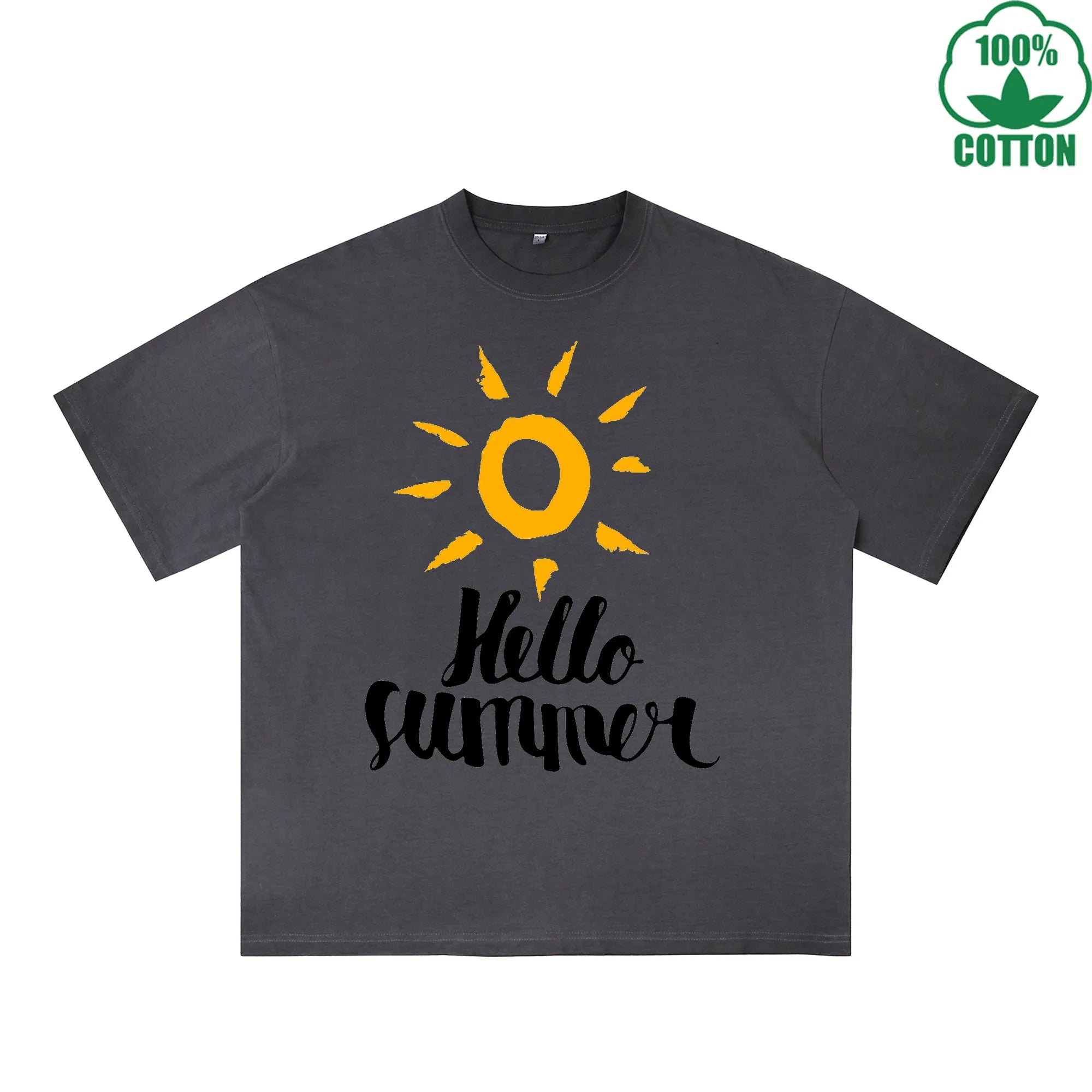 Summer Printed Dirty WashT-Shirt 230G Multicolor Loose Trendy Fashionable 100%Cotton Short Sleeve Top