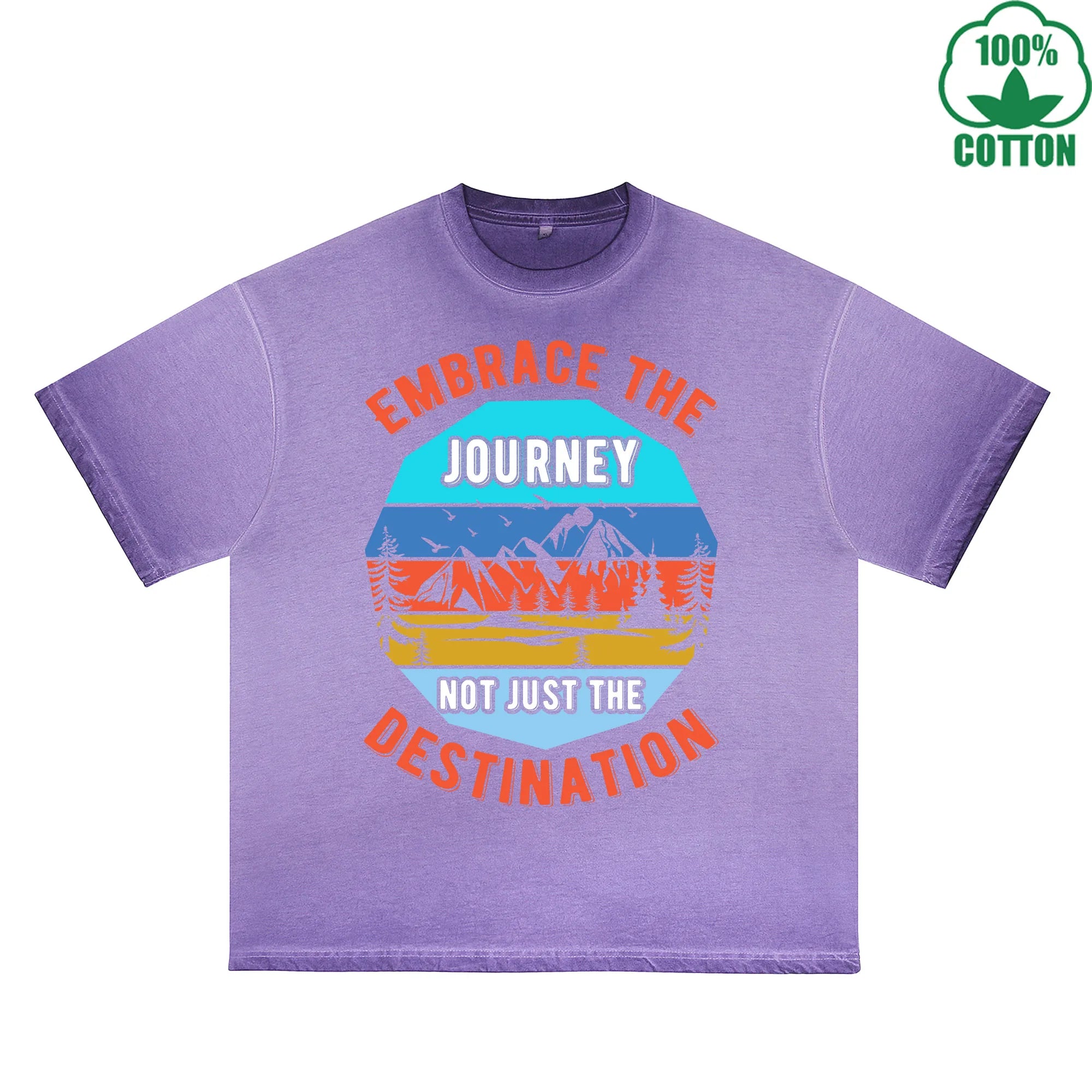 Footprints Printed Dirty WashT-Shirt 230G Multicolor Loose Trendy Fashionable 100%Cotton Short Sleeve Top
