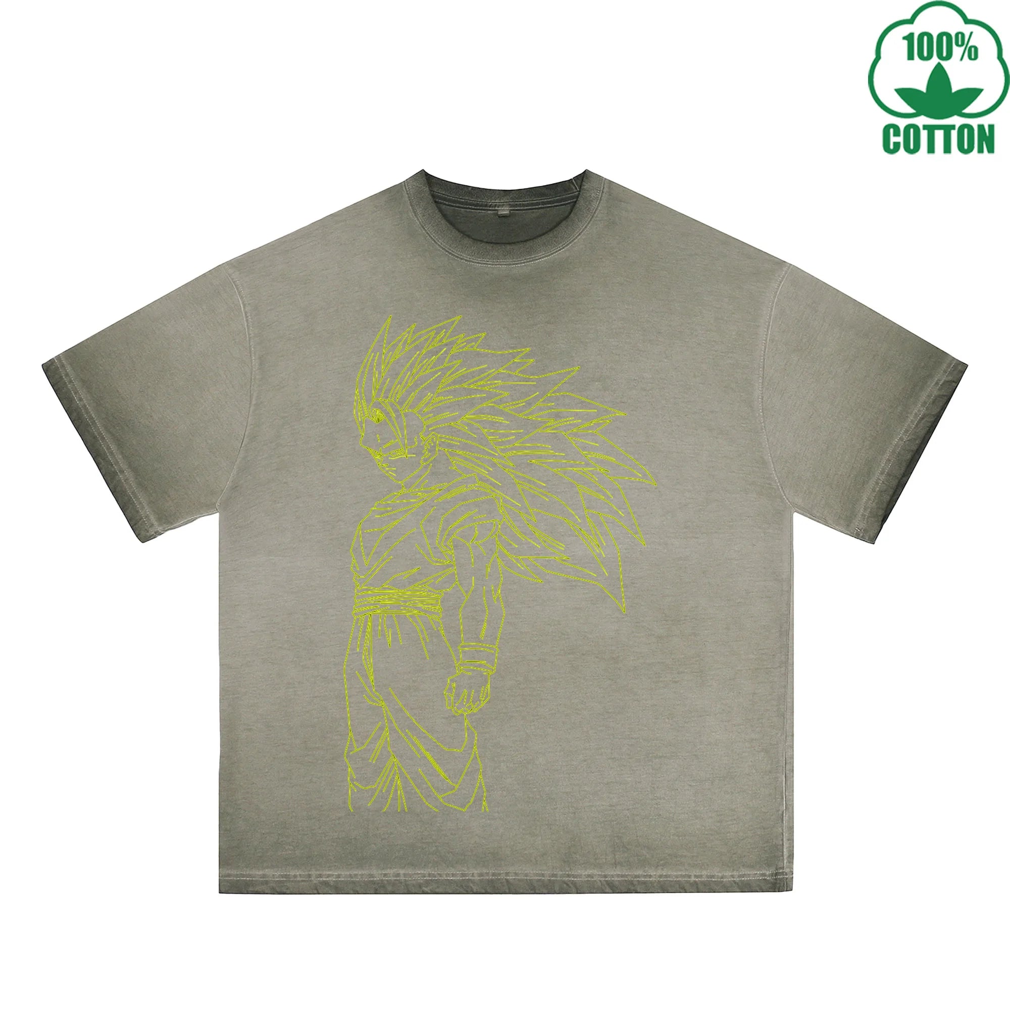 Golden Figure Pattern Multicolor 230G Dirty Wash Loose T-Shirt Comfortable Pure Cotton Breathable Short Sleeve Couple Style