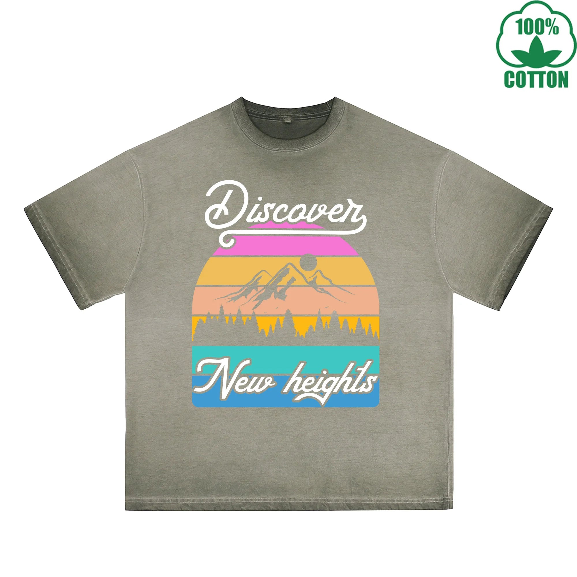 Neu Heigts Printed Dirty WashT-Shirt 230G Multicolor Loose Trendy Fashionable 100%Cotton Short Sleeve Top