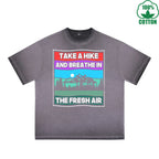 Take A Hike Printed Dirty WashT-Shirt 230G Multicolor Loose Trendy Fashionable 100%Cotton Short Sleeve Top