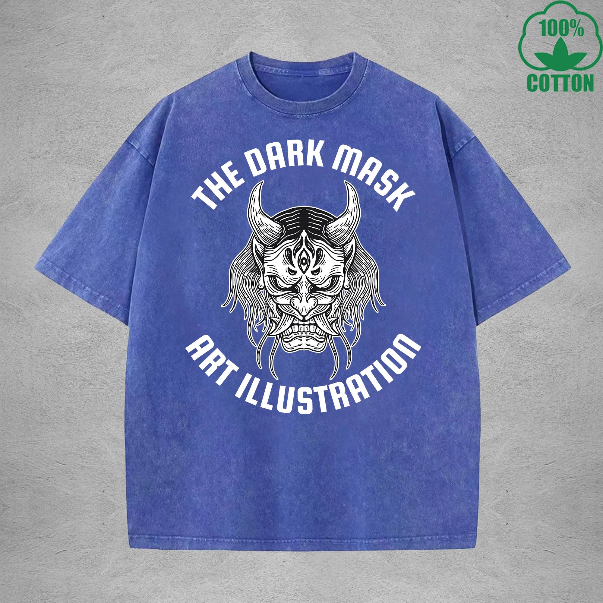 The Dark MaskInterest Printed Washed T-Shirt 230G Multicolor Loose Trendy Fashionable 100%Cotton Short Sleeve Top