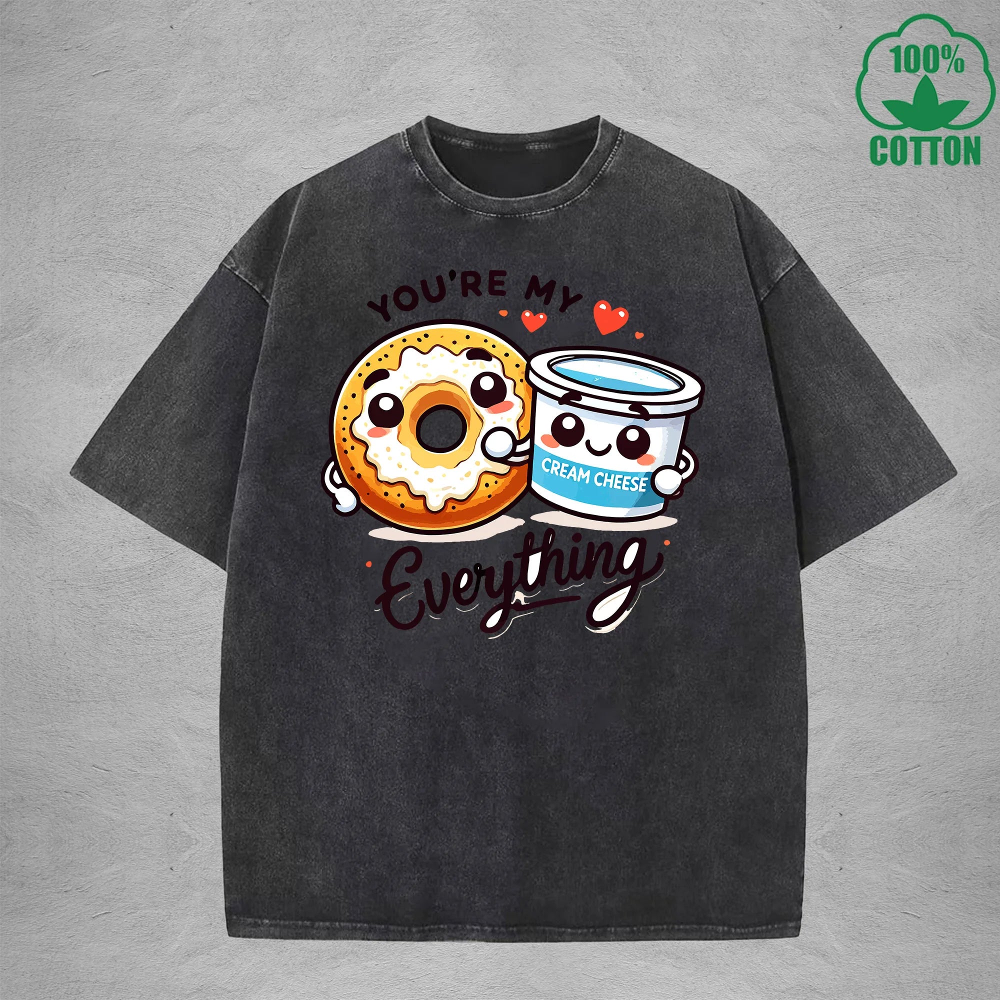 Youre My EverythingInterest Printed Washed T-Shirt 230G Loose Trendy Fashionable 100%Cotton Short Sleeve Top