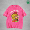 No WayInterest Printed Washed T-Shirt 230G Loose Trendy Fashionable 100%Cotton Short Sleeve Top