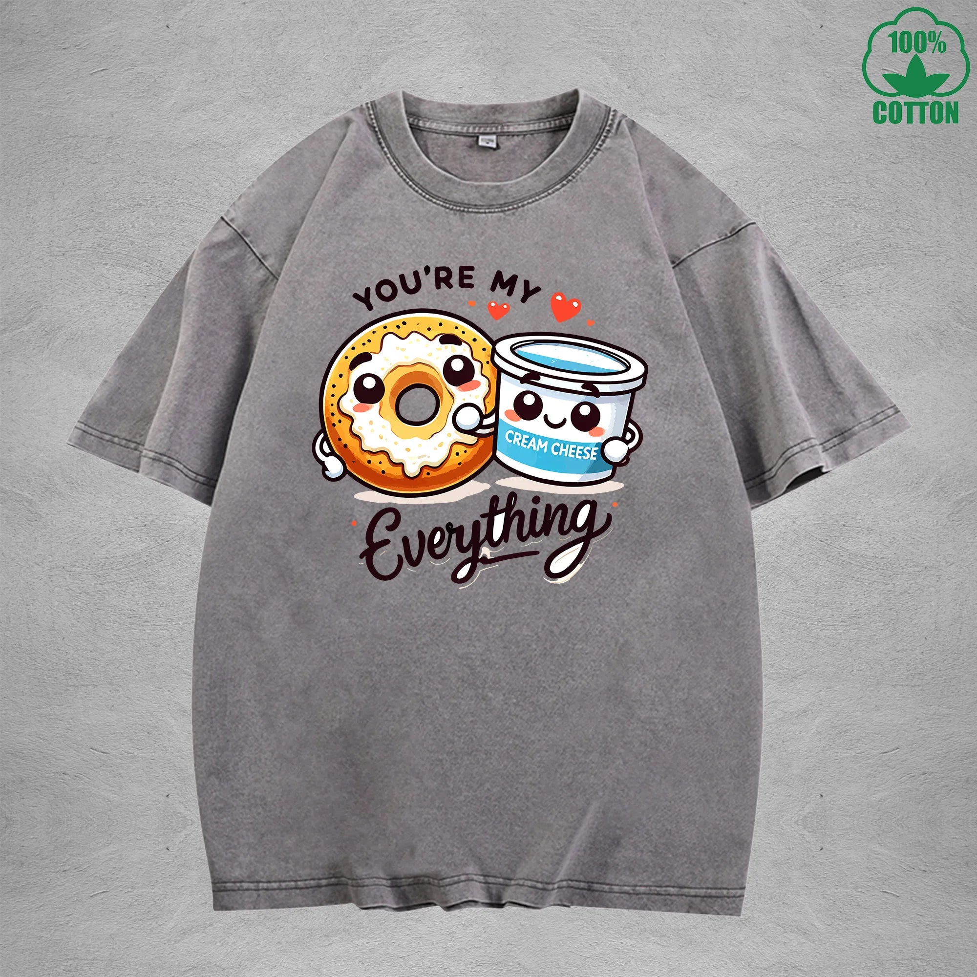 Youre My EverythingInterest Printed Washed T-Shirt 230G Loose Trendy Fashionable 100%Cotton Short Sleeve Top