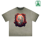 Long Lasting Love Printed Dirty Wash T-Shirt 230G Multicolor Loose Trendy Fashionable 100%Cotton Short Sleeve Top