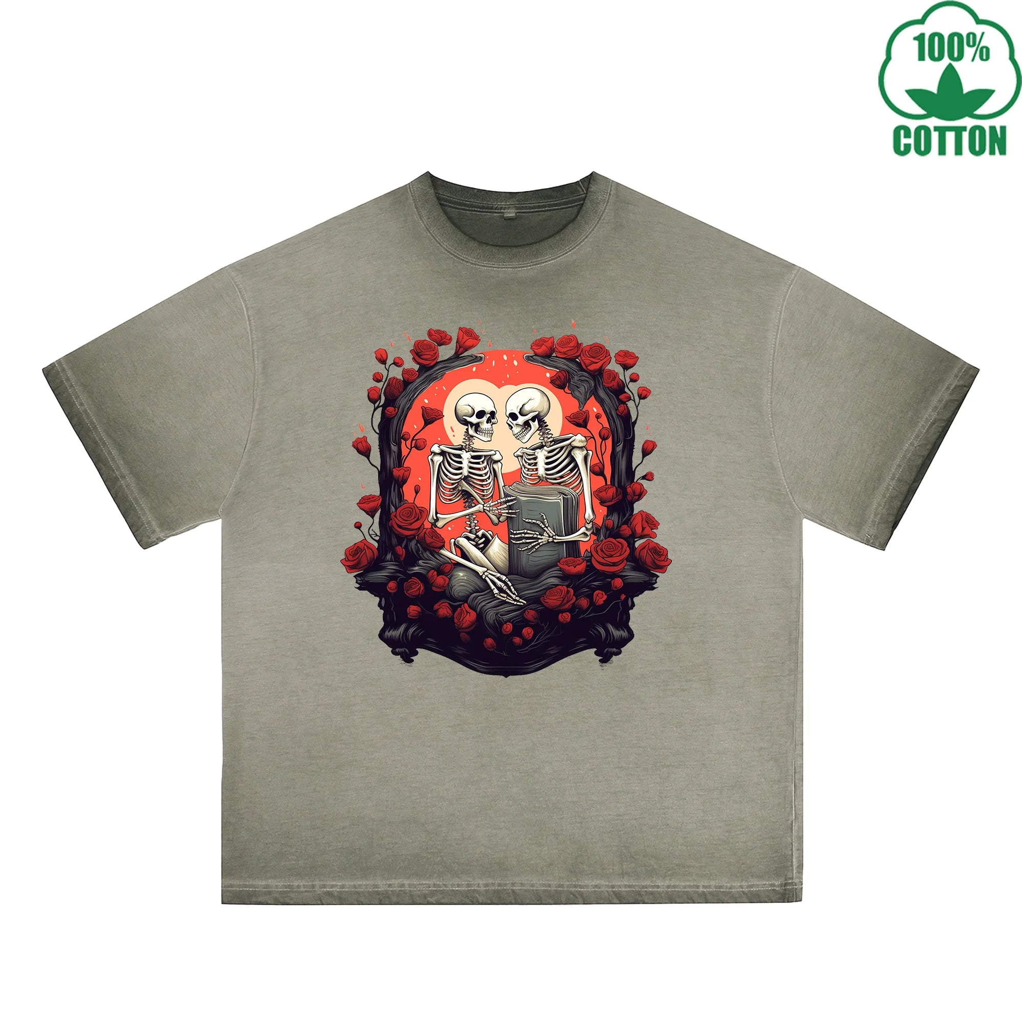 Long Lasting Love Printed Dirty Wash T-Shirt 230G Multicolor Loose Trendy Fashionable 100%Cotton Short Sleeve Top