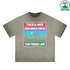 Take A Hike Printed Dirty WashT-Shirt 230G Multicolor Loose Trendy Fashionable 100%Cotton Short Sleeve Top