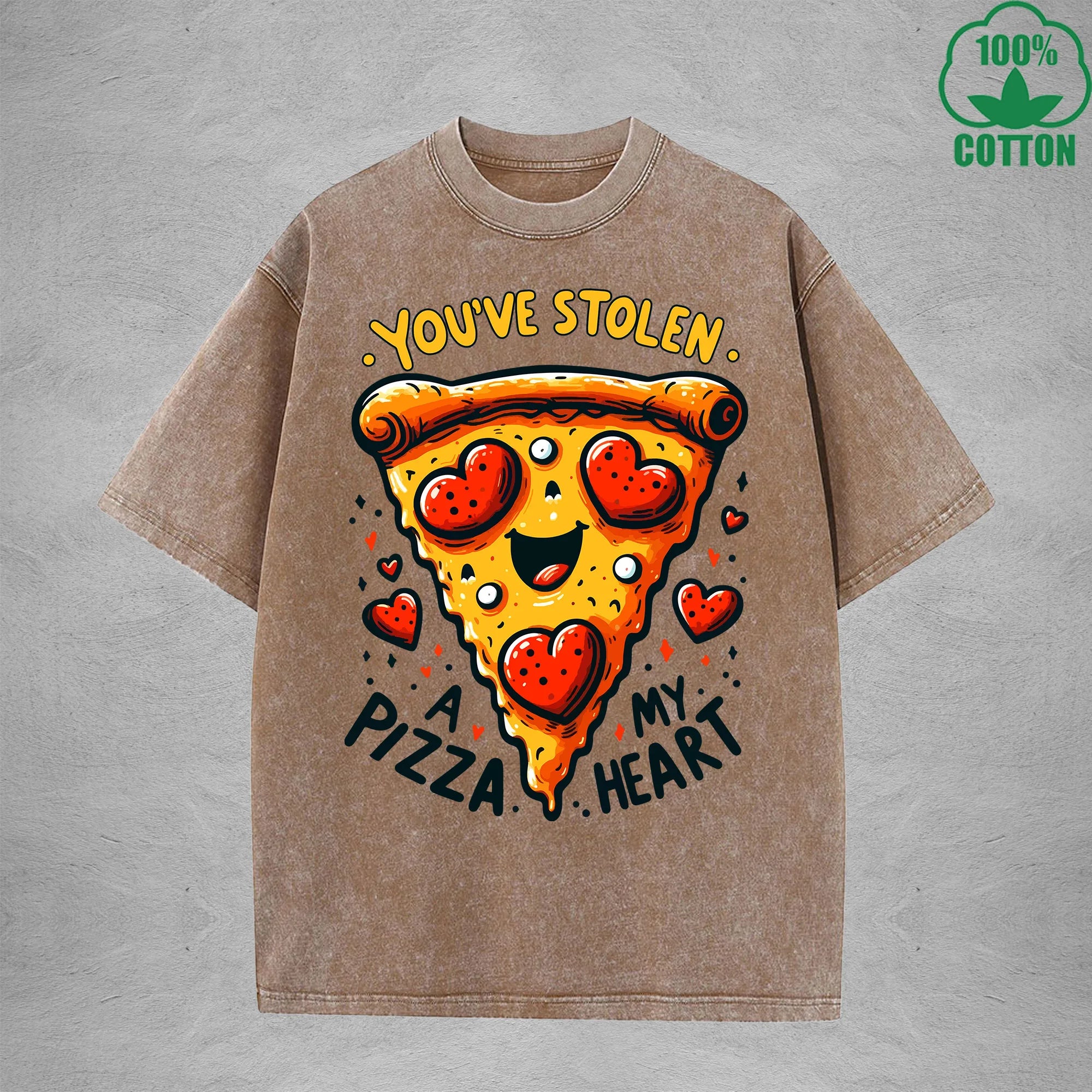 You've StolenInterest Printed Washed T-Shirt 230G Loose Trendy Fashionable 100%Cotton Short Sleeve Top