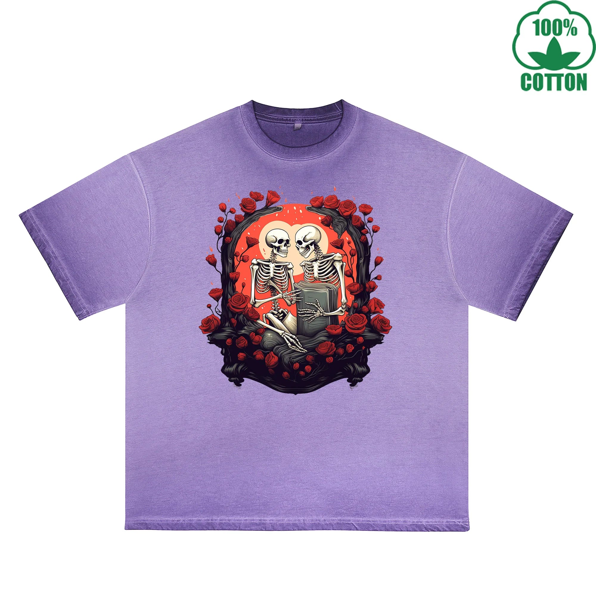 Long Lasting Love Printed Dirty Wash T-Shirt 230G Multicolor Loose Trendy Fashionable 100%Cotton Short Sleeve Top