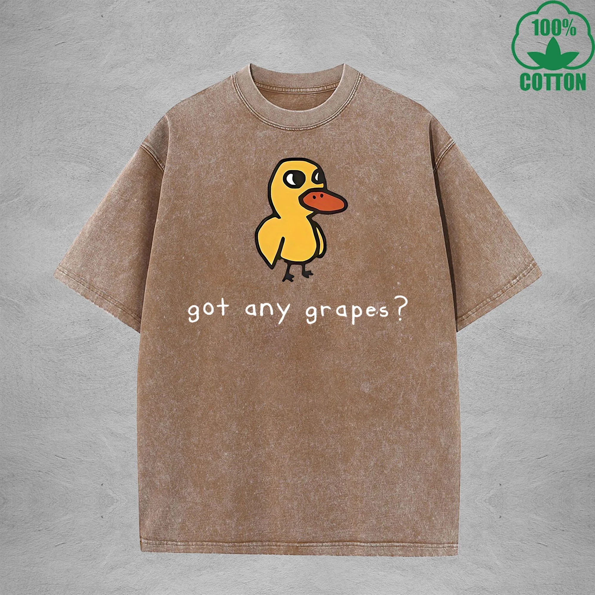 Got Any Grapes American Retro 230G Washed T-Shirt Available in Multiple Colors Fashionable Pure Cotton Short Sleeve