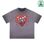 Love Printed Dirty Wash T-Shirt 230G Multicolor Loose Trendy Fashionable 100%Cotton Short Sleeve Top