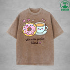 We'ere The Perfect BlendInterest Printed Washed T-Shirt 230G Loose Trendy Fashionable 100%Cotton Short Sleeve Top