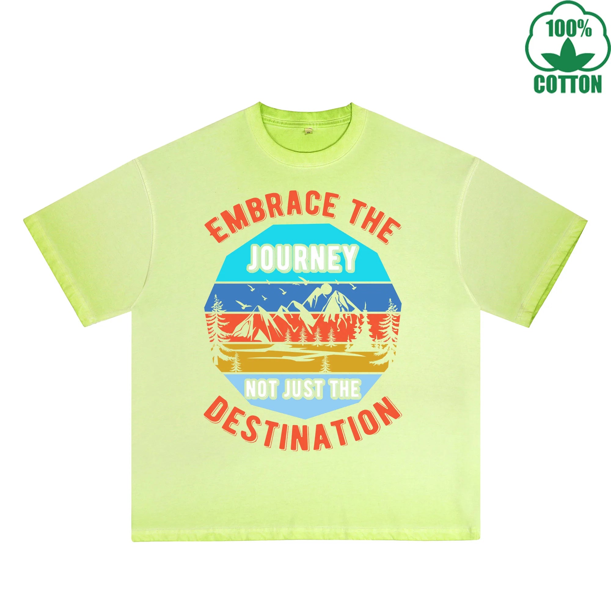 Footprints Printed Dirty WashT-Shirt 230G Multicolor Loose Trendy Fashionable 100%Cotton Short Sleeve Top