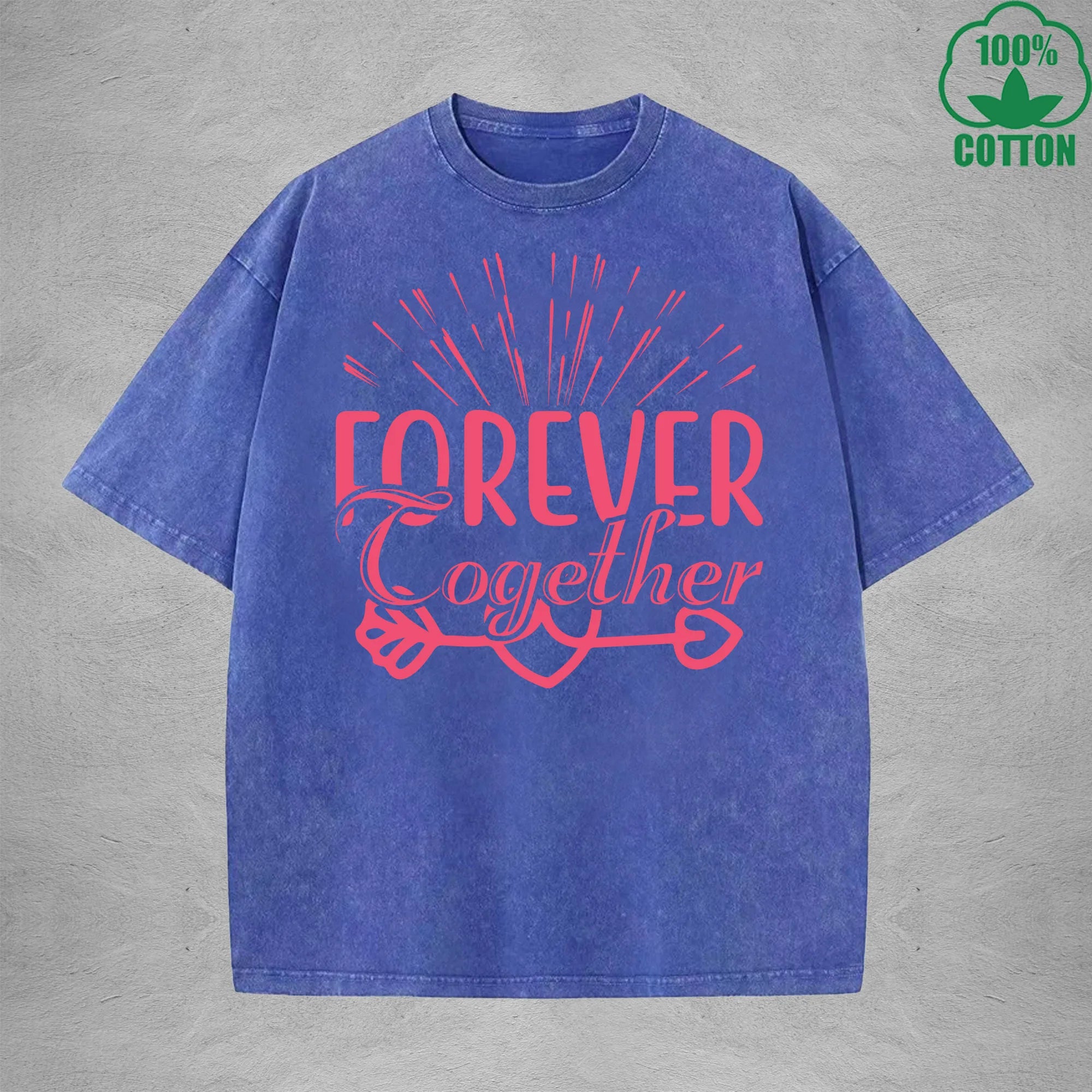 Forever Cogether American Retro 230G Washed T-Shirt Available in Multiple Colors Fashionable Pure Cotton Short Sleeve