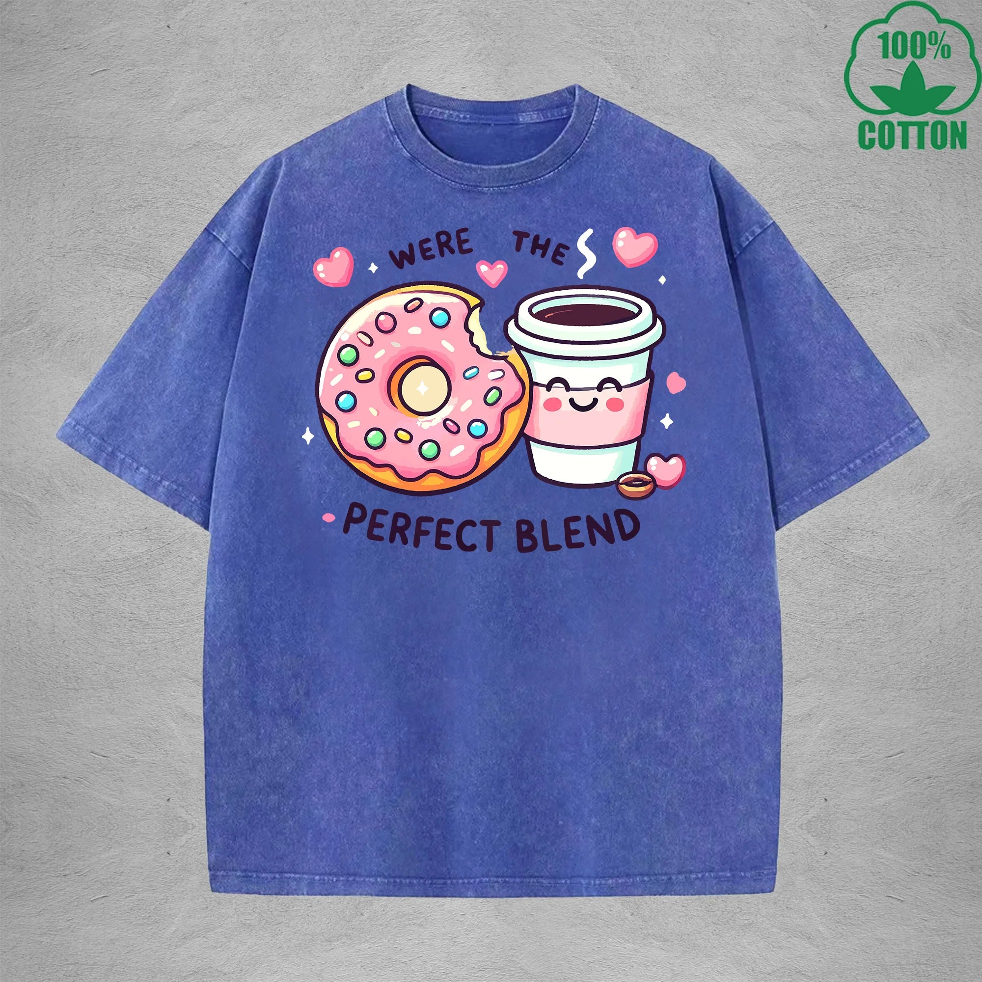 Were The Perfect BlendInterest Printed Washed T-Shirt 230G Loose Trendy Fashionable 100%Cotton Short Sleeve Top