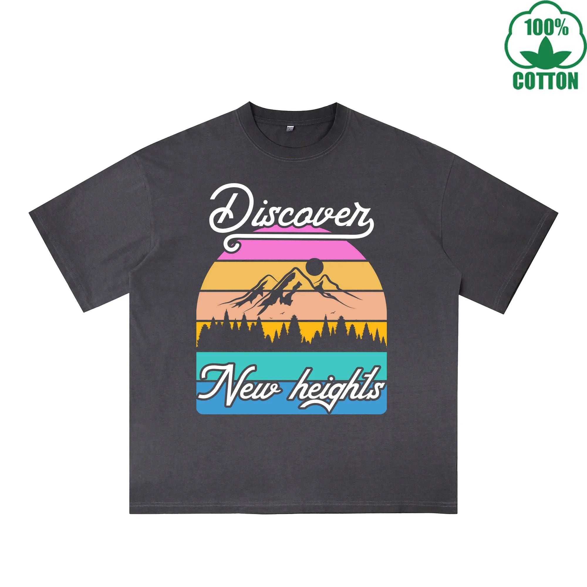 Neu Heigts Printed Dirty WashT-Shirt 230G Multicolor Loose Trendy Fashionable 100%Cotton Short Sleeve Top