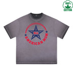 All American Mom Printed Dirty Wash T-Shirt 230G Multicolor Loose Trendy Fashionable 100%Cotton Short Sleeve Top