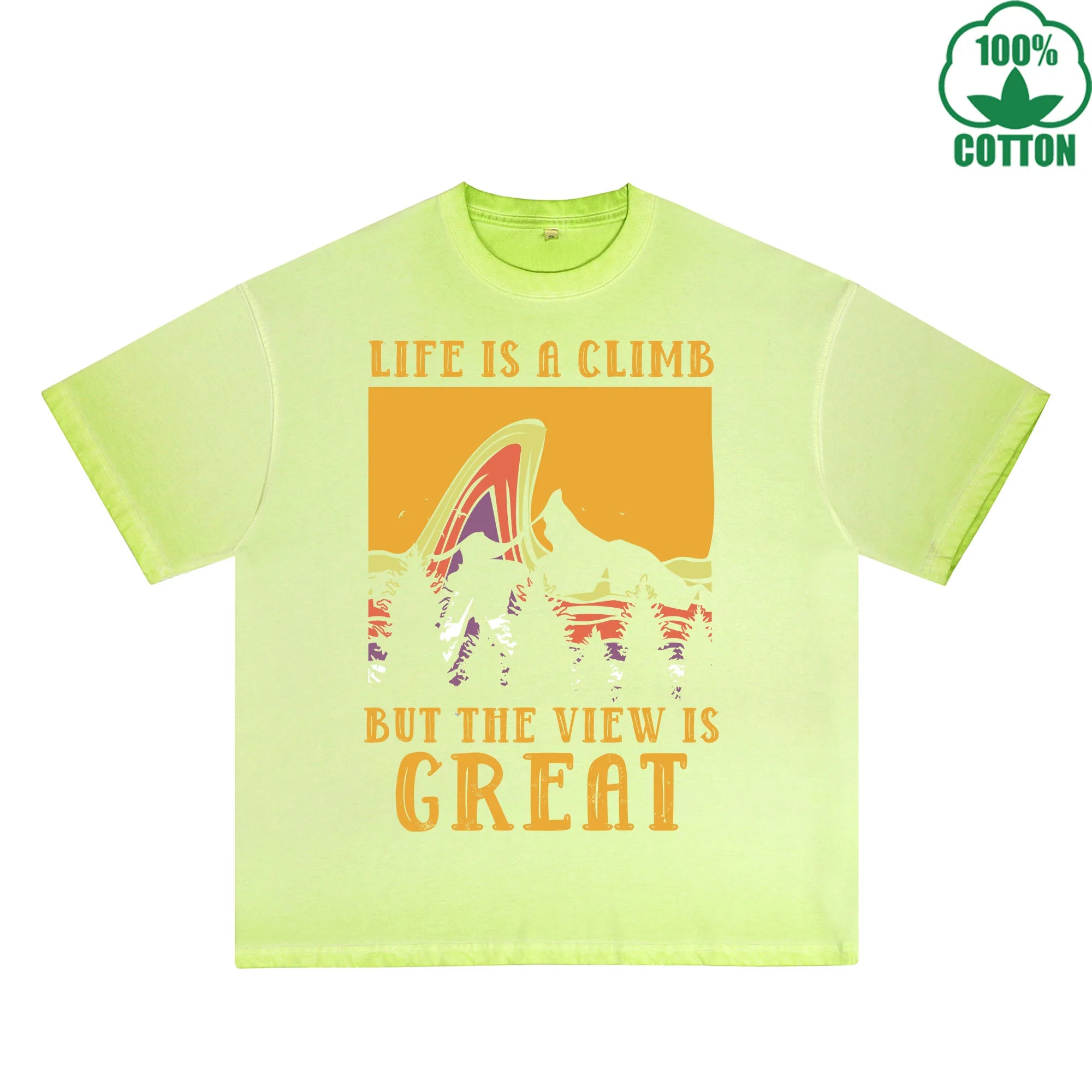 Great Printed Dirty WashT-Shirt 230G Multicolor Loose Trendy Fashionable 100%Cotton Short Sleeve Top
