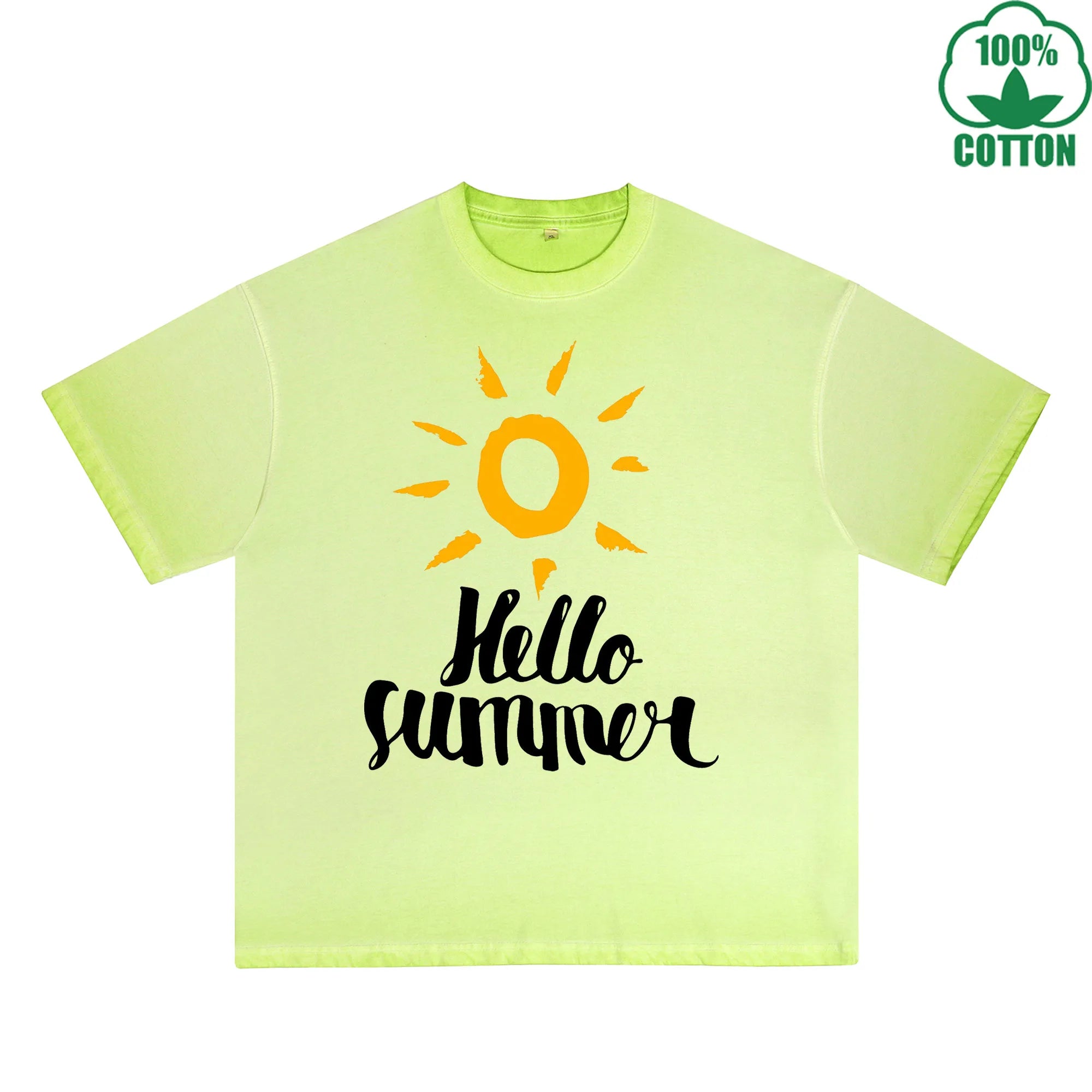 Summer Printed Dirty WashT-Shirt 230G Multicolor Loose Trendy Fashionable 100%Cotton Short Sleeve Top