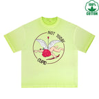 Not today God of Love Printed Dirty Wash T-Shirt 230G Multicolor Loose Trendy Fashionable 100%Cotton Short Sleeve Top