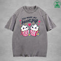You Make My Heait PopInterest Printed Washed T-Shirt 230G Loose Trendy Fashionable 100%Cotton Short Sleeve Top