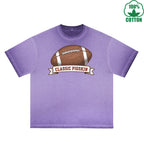 CLASSIC PIGSKIN Printed Dirty Wash T-Shirt 230G Multicolor Loose Trendy Fashionable 100%Cotton Short Sleeve Top