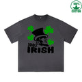 Irish 100% Printed Dirty Wash T-Shirt 230G Multicolor Loose Trendy Fashionable 100%Cotton Short Sleeve Top