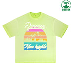 Neu Heigts Printed Dirty WashT-Shirt 230G Multicolor Loose Trendy Fashionable 100%Cotton Short Sleeve Top