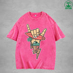 Lightning Surfing Interest Printed Washed T-Shirt 230G Multicolor Loose Trendy Fashionable 100%Cotton Short Sleeve Top