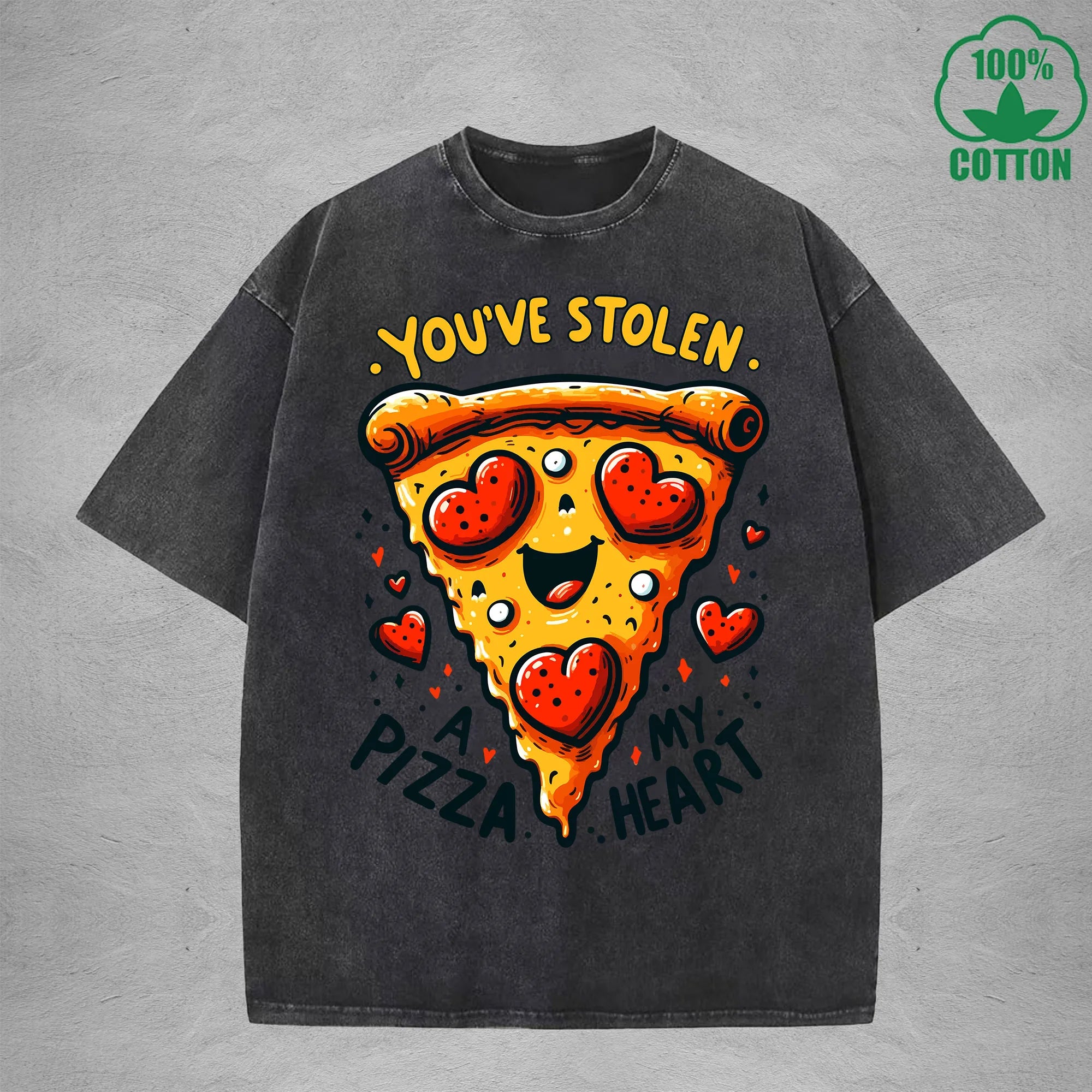 You've StolenInterest Printed Washed T-Shirt 230G Loose Trendy Fashionable 100%Cotton Short Sleeve Top