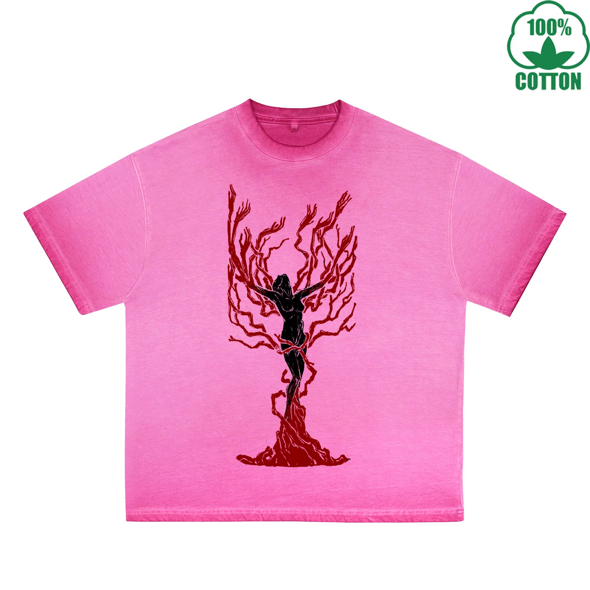 Blood Taboo Printed Dirty WashT-Shirt 230G Multicolor Loose Trendy Fashionable 100%Cotton Short Sleeve Top