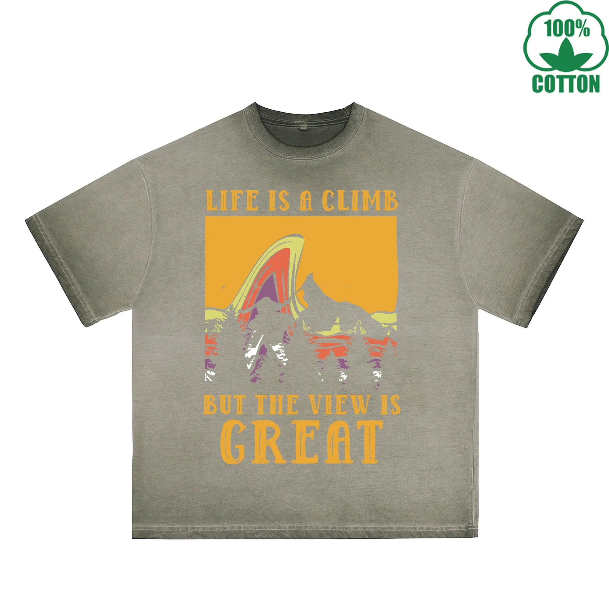 Great Printed Dirty WashT-Shirt 230G Multicolor Loose Trendy Fashionable 100%Cotton Short Sleeve Top