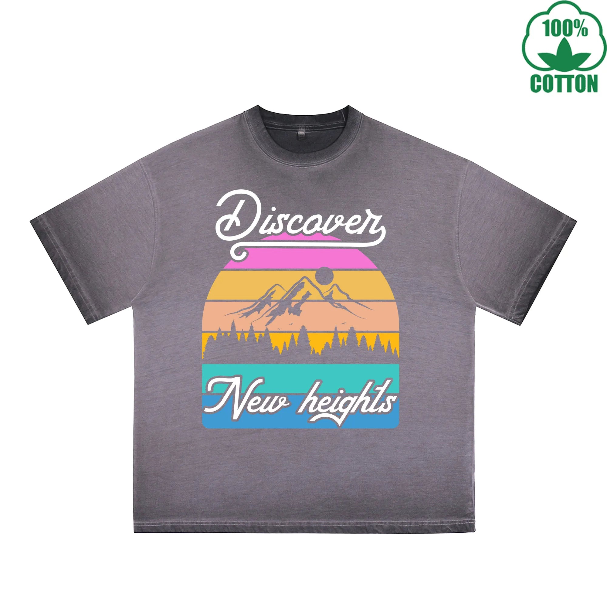 Neu Heigts Printed Dirty WashT-Shirt 230G Multicolor Loose Trendy Fashionable 100%Cotton Short Sleeve Top