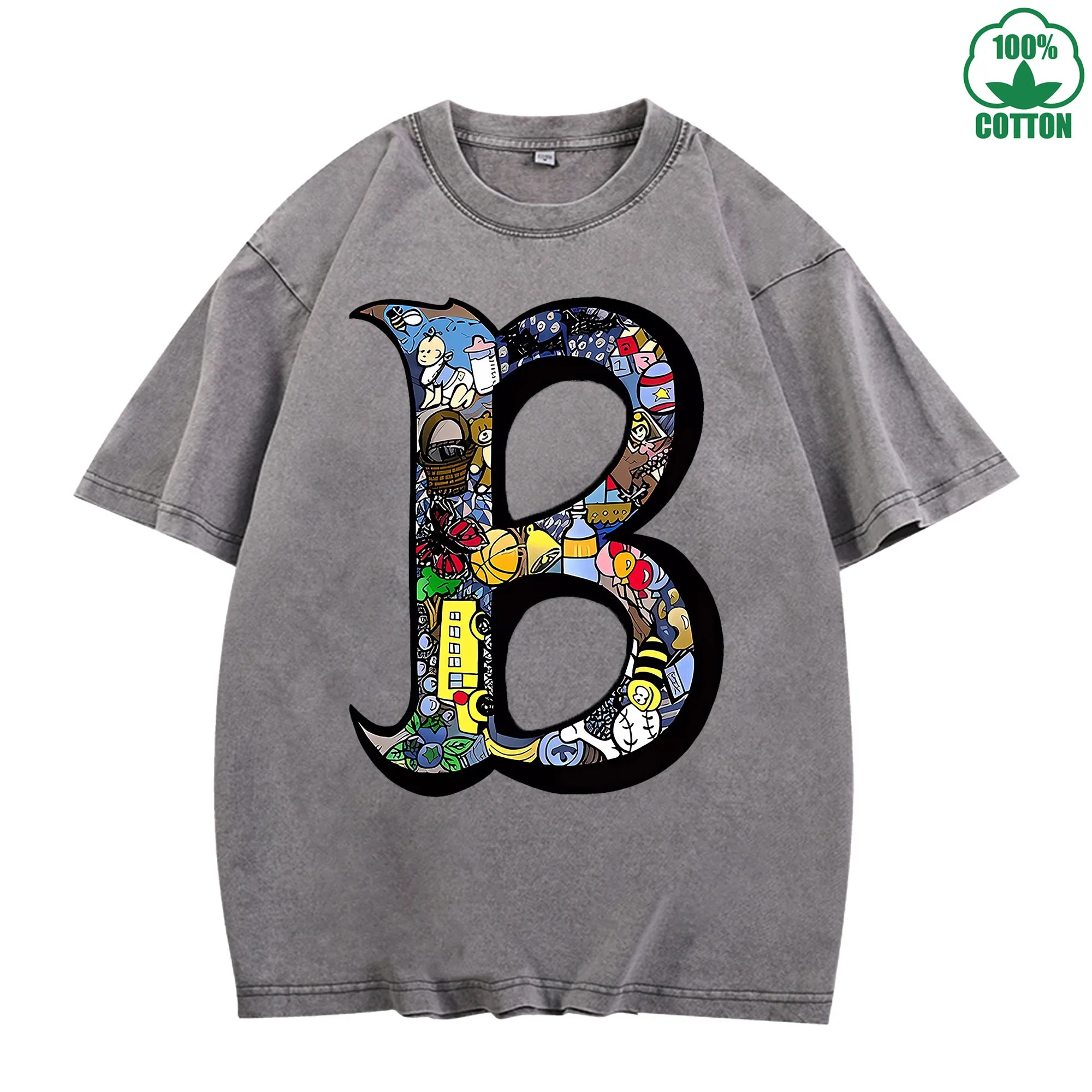 Quirky B World Trendy Loose Fit T-Shirt with Fun Print, 230G Washed, Fashionable Cotton Short Sleeve TopThe Best Gift Choice