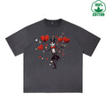 LOVE Printed Dirty Wash T-Shirt 230G Multicolor Loose Trendy Fashionable 100%Cotton Short Sleeve Top