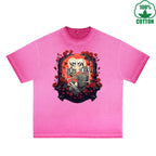 Long Lasting Love Printed Dirty Wash T-Shirt 230G Multicolor Loose Trendy Fashionable 100%Cotton Short Sleeve Top